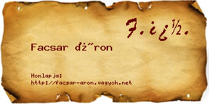Facsar Áron névjegykártya